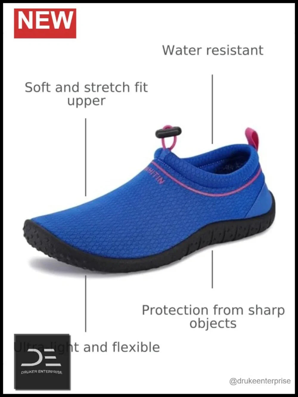 Women's Lightweight Water Shoes with Thick TPR Sole